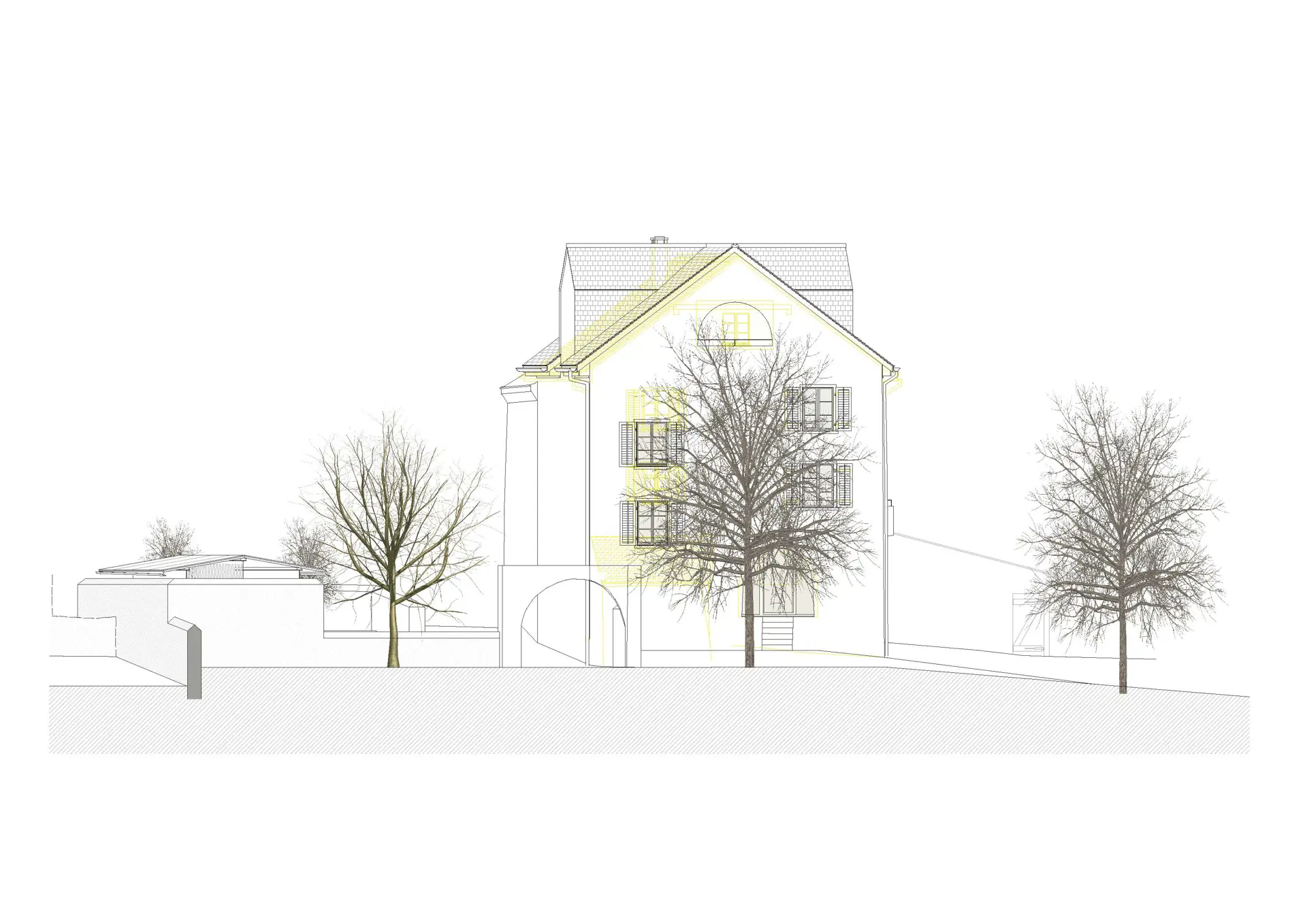 31_Umbau_Wohnhaus Ausserdorf Fläsch_Ansicht West